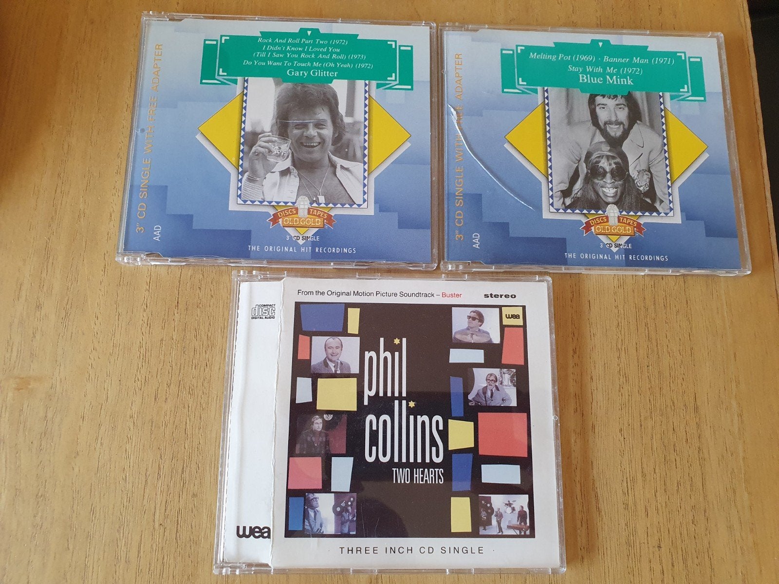 3x 3 inch cd singles(Gary Glitter, Blue Mink, Phil Collins), Cd's en Dvd's, 6 singles of meer, Ophalen of Verzenden, Zo goed als nieuw
