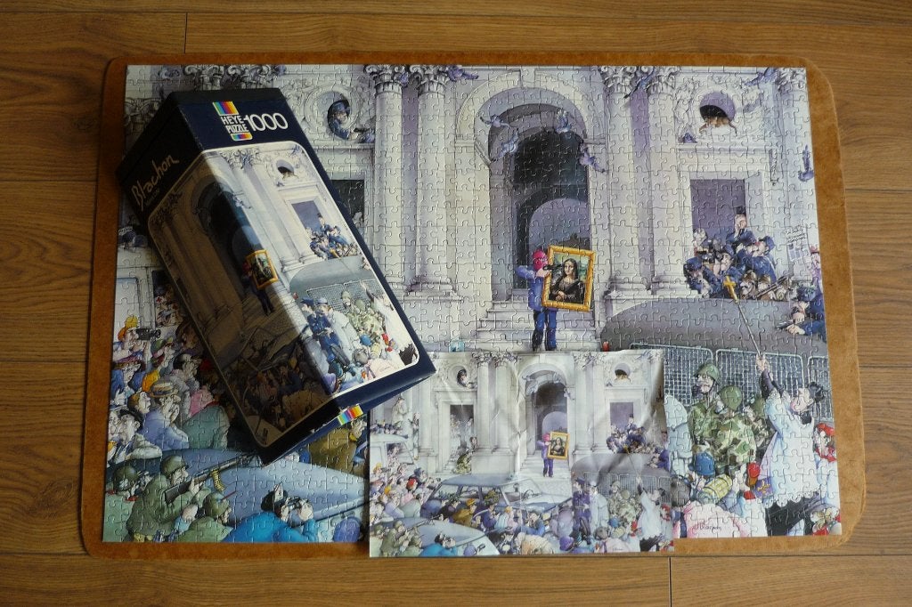 Oude Heye puzzel Blachon '' MONA LISA '' + Poster 1000 st., Ophalen, 500 t/m 1500 stukjes, Gebruikt, Legpuzzel