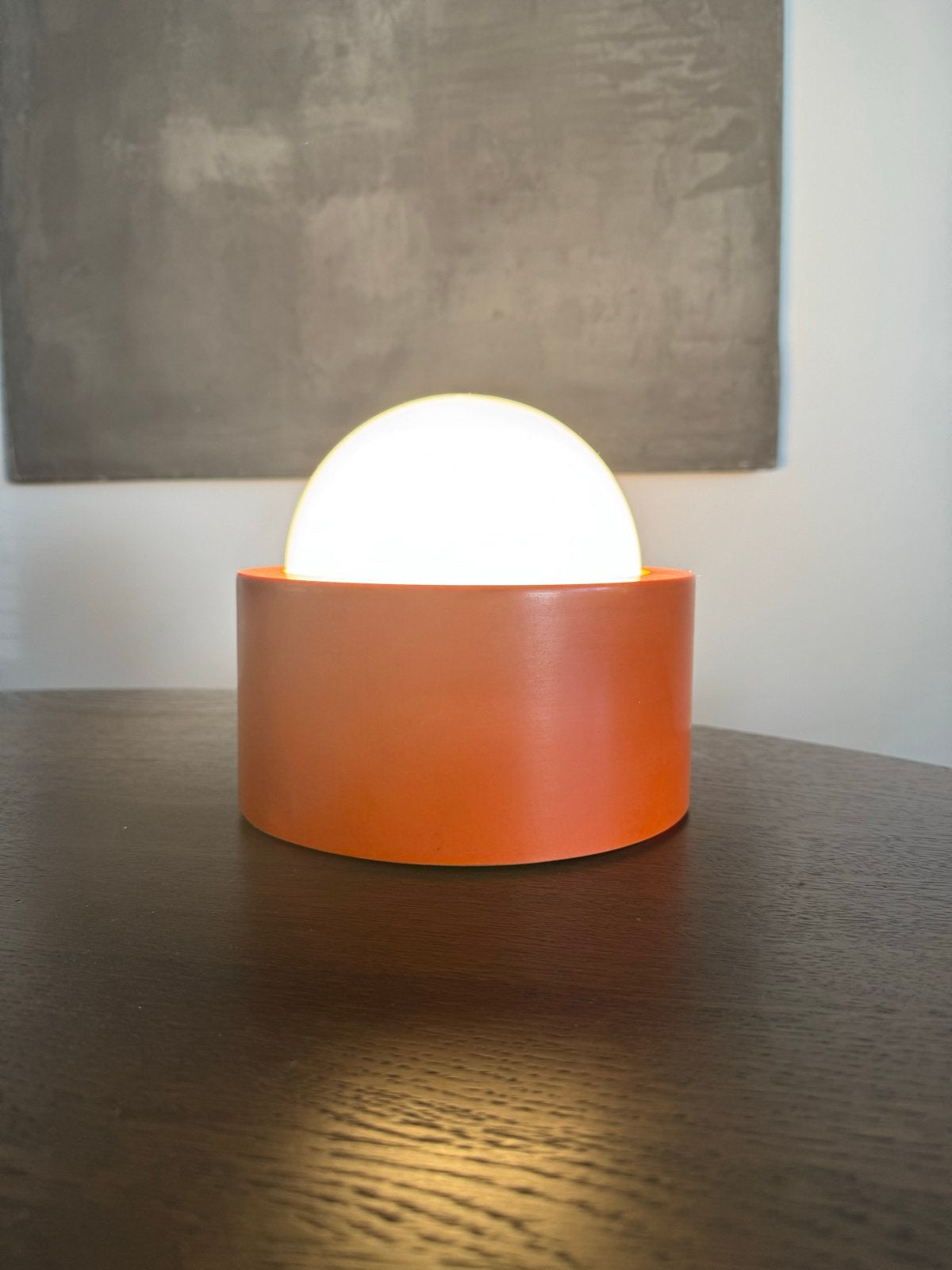 Vintage Retro Tafellamp Oranje Kunststof Opaline Bol, Kunststof, Gebruikt, Vintage, Oranje