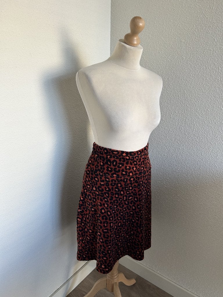 King Louie maat L velvet panter Alijn rok 2896, Kleding | Dames, Maat 42/44 (L), Ophalen of Verzenden, Zo goed als nieuw, Knielengte