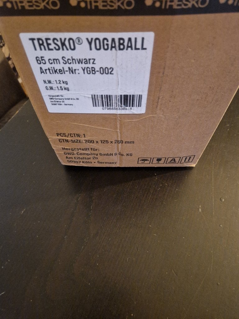 TRESKO Yogabal 65 cm Zwart - Nieuw in doos, Ophalen of Verzenden, Nieuw, Yoga-accessoire