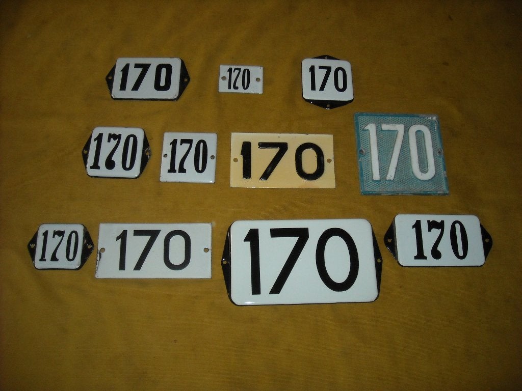 oud emaille huisnummer 170 ook 171 172 173 174 175 176 177 1, Ophalen of Verzenden