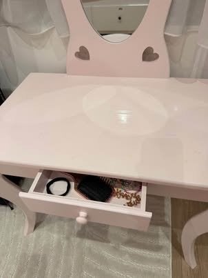 Make-up tafel met lade en kruk voor kinderen - Roze, Ophalen, Gebruikt, Tafel(s) en Stoel(en)