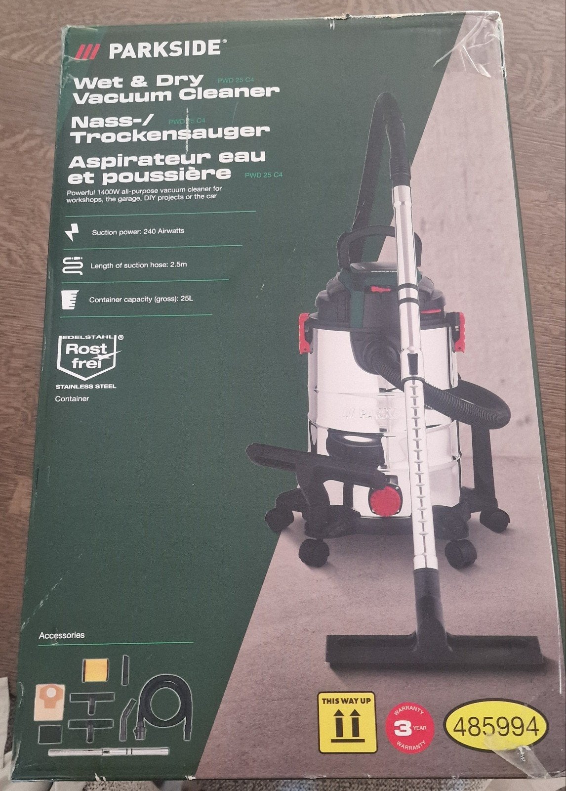Parkside droog/nat stofzuiger 1400 watt ,nieuw, Dweilfunctie, Nieuw, 1200 tot 1600 watt, Ophalen