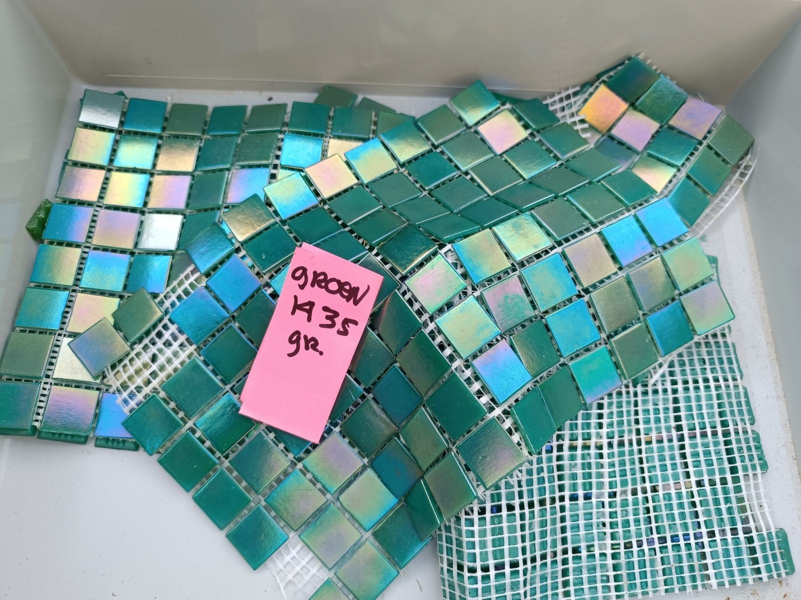 Parelmoer Groen Glas Mozaïek Tegels 2x2 cm, 1435 gm, Overige materialen, Wandtegels, Nieuw, Minder dan 20 cm