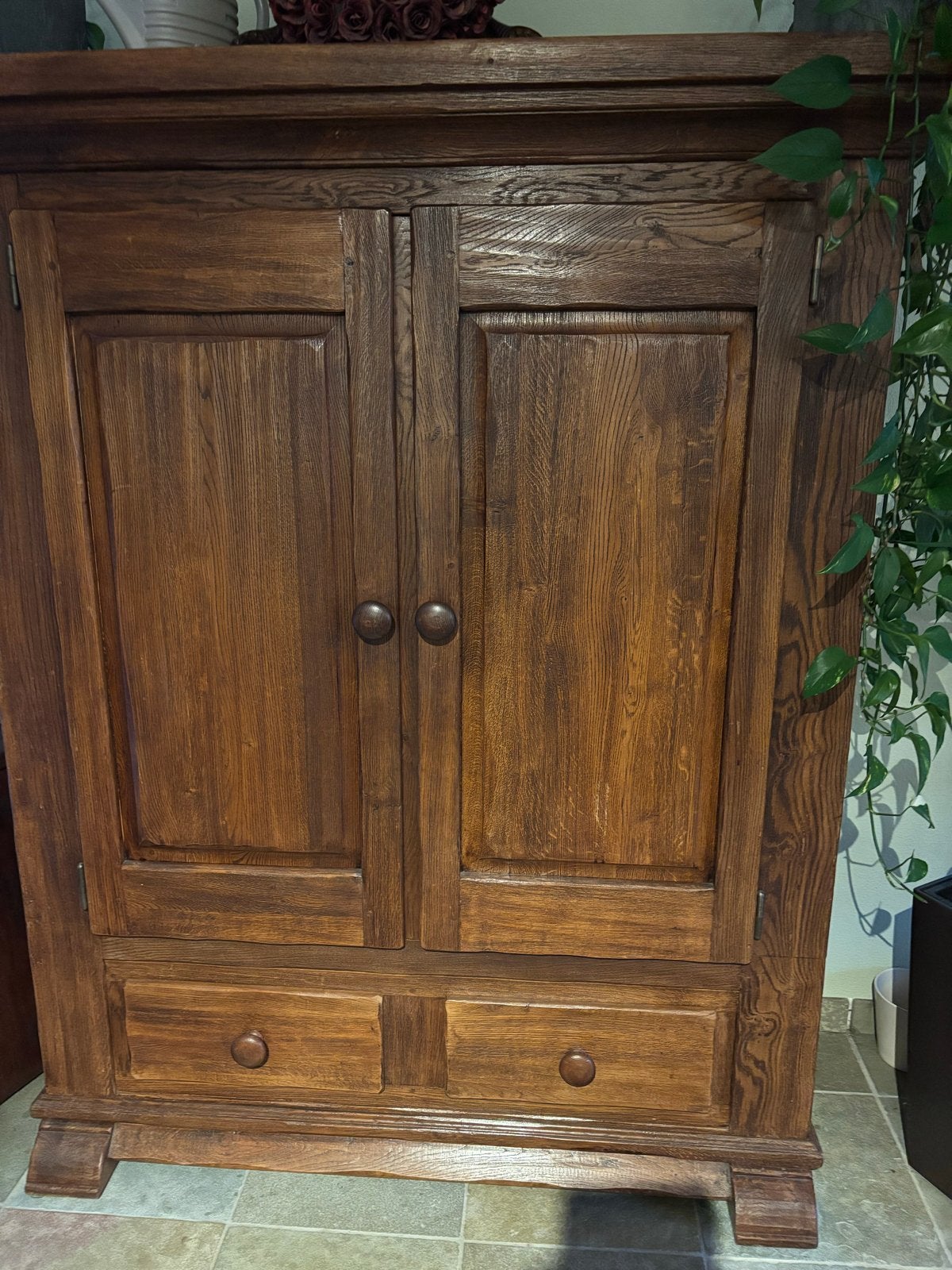 Massief eiken kast - Gedisseld - 140x185x45 cm, Ophalen of Verzenden