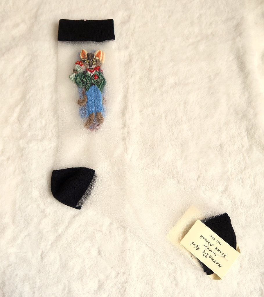 Nathalie Lete x Socks Appeal transparante katten sokken, Sokken en Kniesokken, Nathalie Lete, Overige kleuren, Verzenden