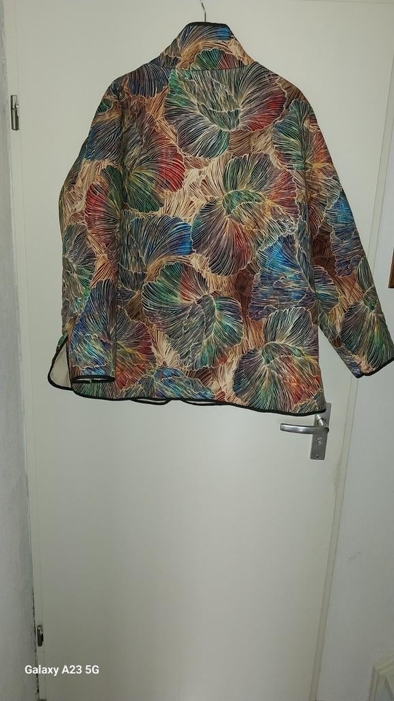 Kleurrijke jas, Kleding | Dames, Jassen | Zomer, Zo goed als nieuw, Maat 46/48 (XL) of groter, Overige kleuren, Ophalen of Verzenden