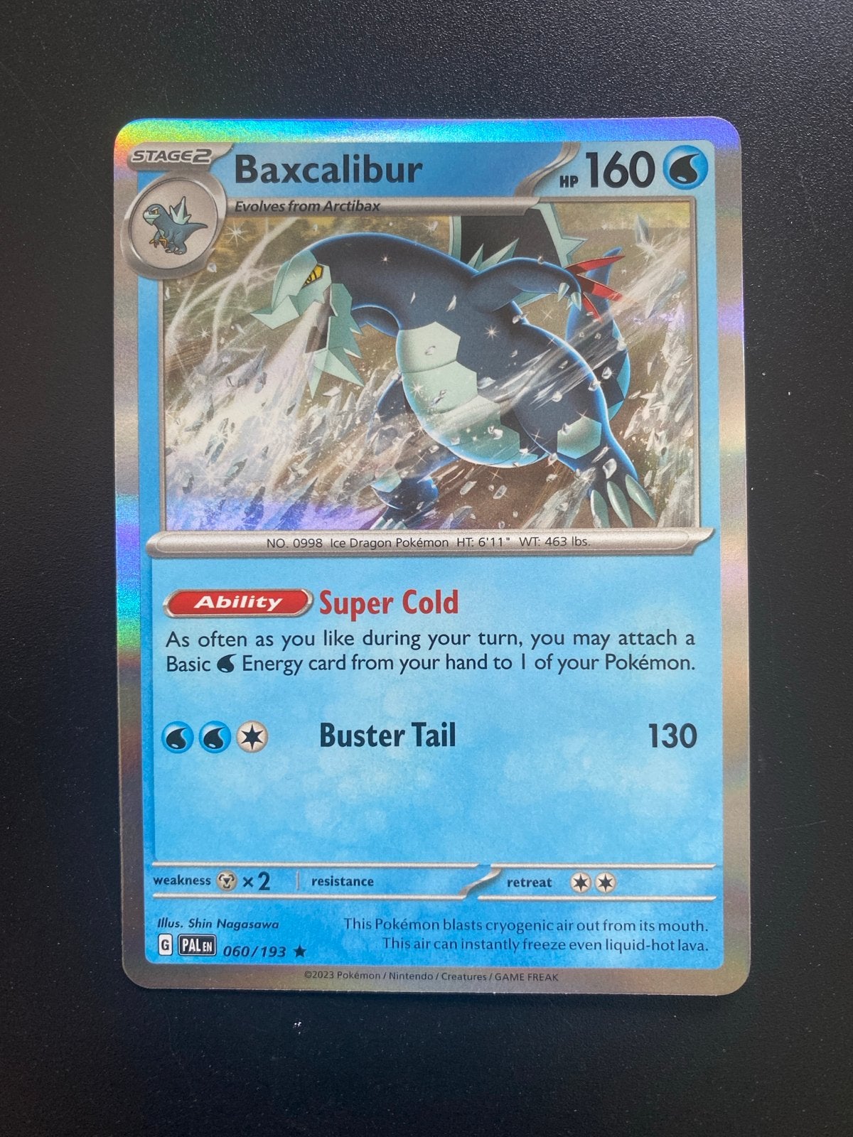 Baxcalibur 060/193 Rare Holo Pokémon Paldea Evolved, Ophalen of Verzenden, Zo goed als nieuw, Losse kaart, Foil