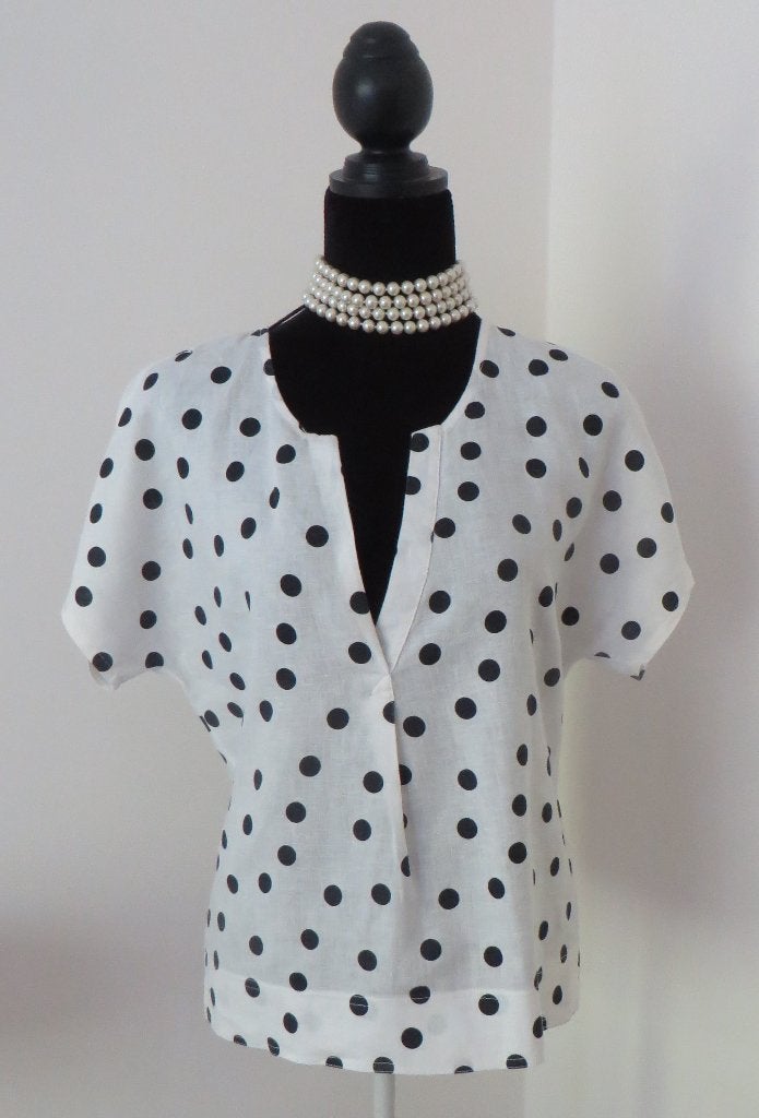 SYLVER I Leuke Blouse I Mt 42-44 I Wit/Zwart I 100% Linnen, Kleding | Dames, Sylver, Wit, Maat 42/44 (L), Ophalen of Verzenden