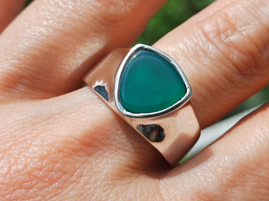 Vanoli - 925 zilveren heren ring groene agaat maat 21, Sieraden, Tassen en Uiterlijk, Ringen, Vanoli, 20 of groter, Amsterdam