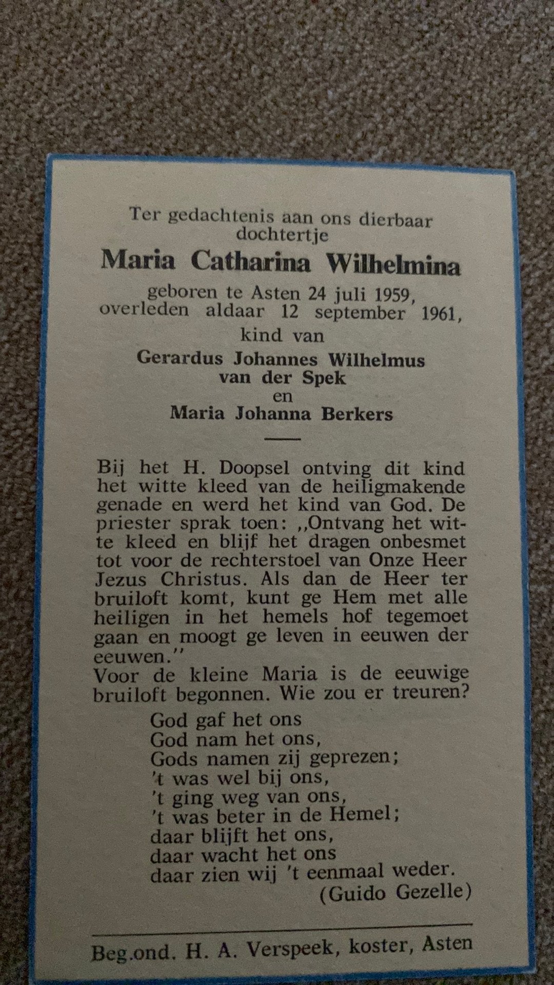 2-jarige MCW vd Spek (- Berkers) 1959 Asten 1961, Ophalen of Verzenden