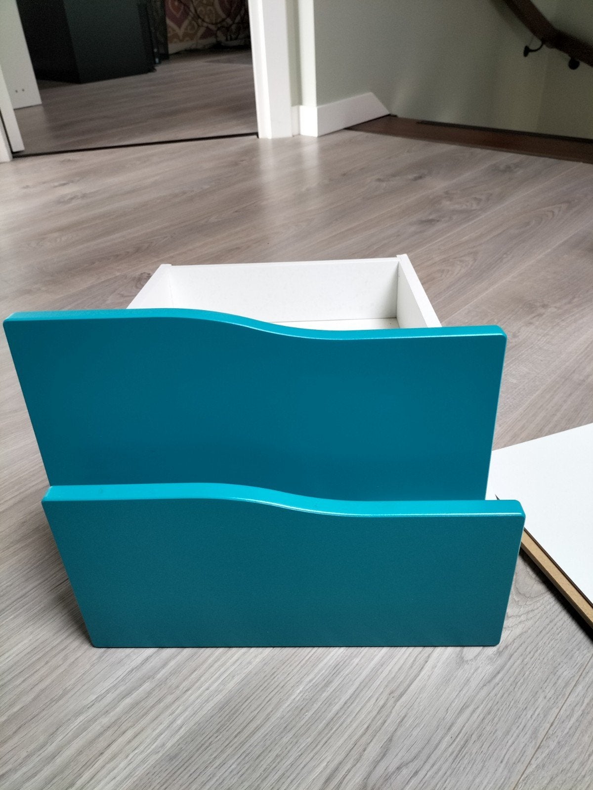 IKEA Kallax lade-inzet turquoise/wit, Ophalen, Minder dan 50 cm, 1 of 2 laden, Zo goed als nieuw