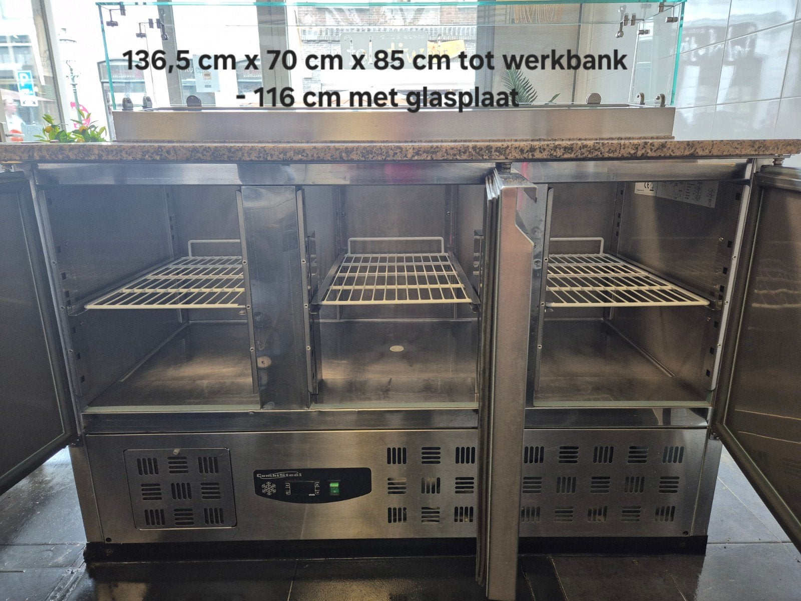 Horeca pizza werkbank, werkbanken en wandplank, Ophalen, RVS Meubilair