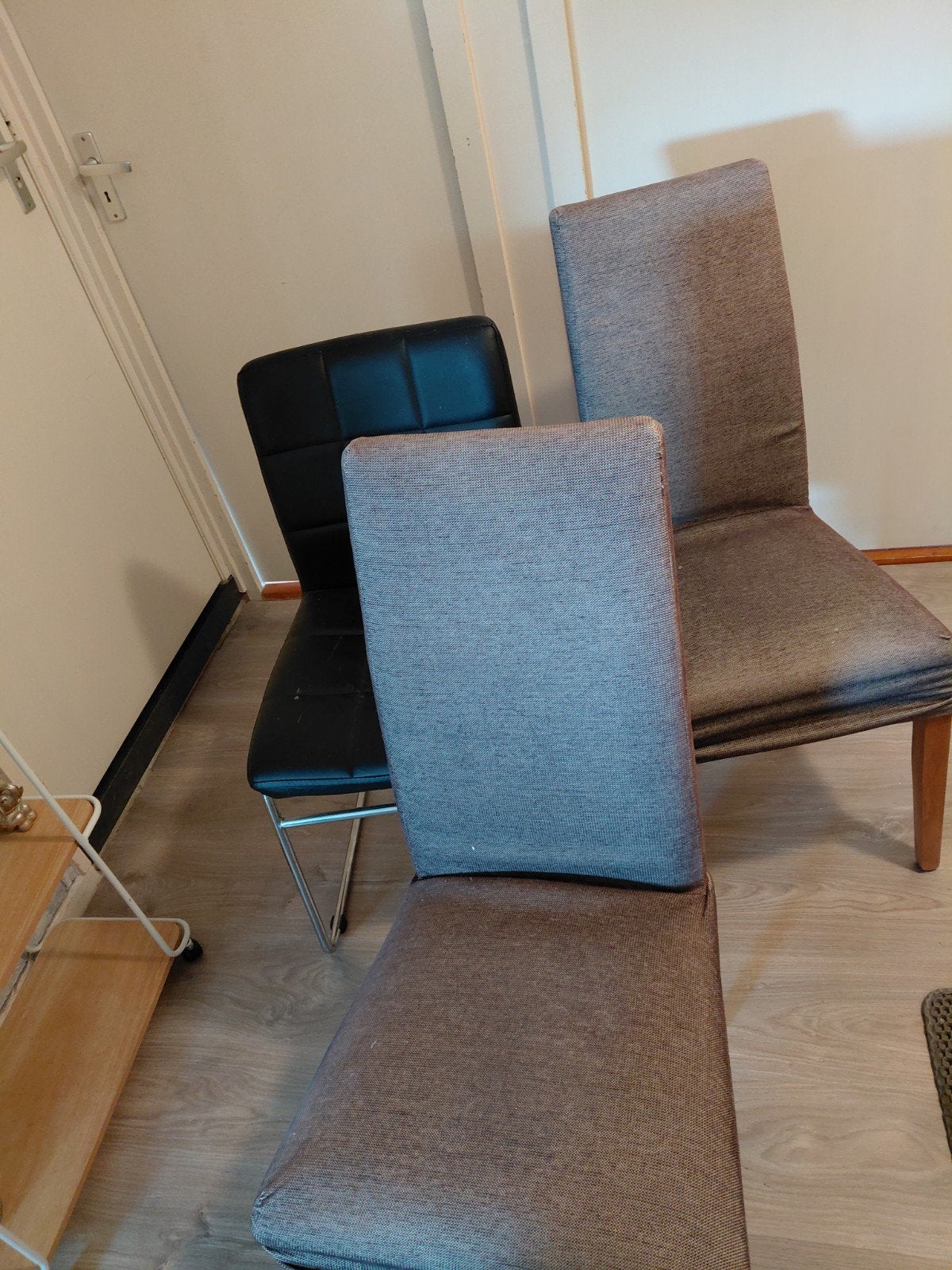 3 stoelen, Huis en Inrichting, Ophalen, Gebruikt, Zwart, Leer