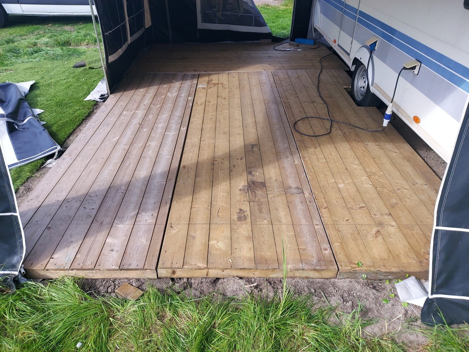 vlonder voor in een voortent houten vlonder, Caravans en Kamperen, Ophalen, Gebruikt
