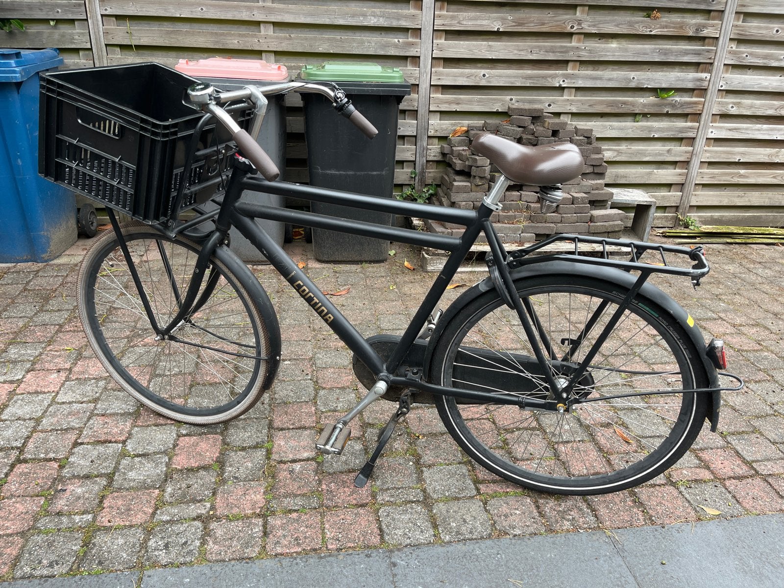 Cortina Transportfiets - Zwart, met krat, Overige merken, Terugtraprem, Gebruikt, Versnellingen