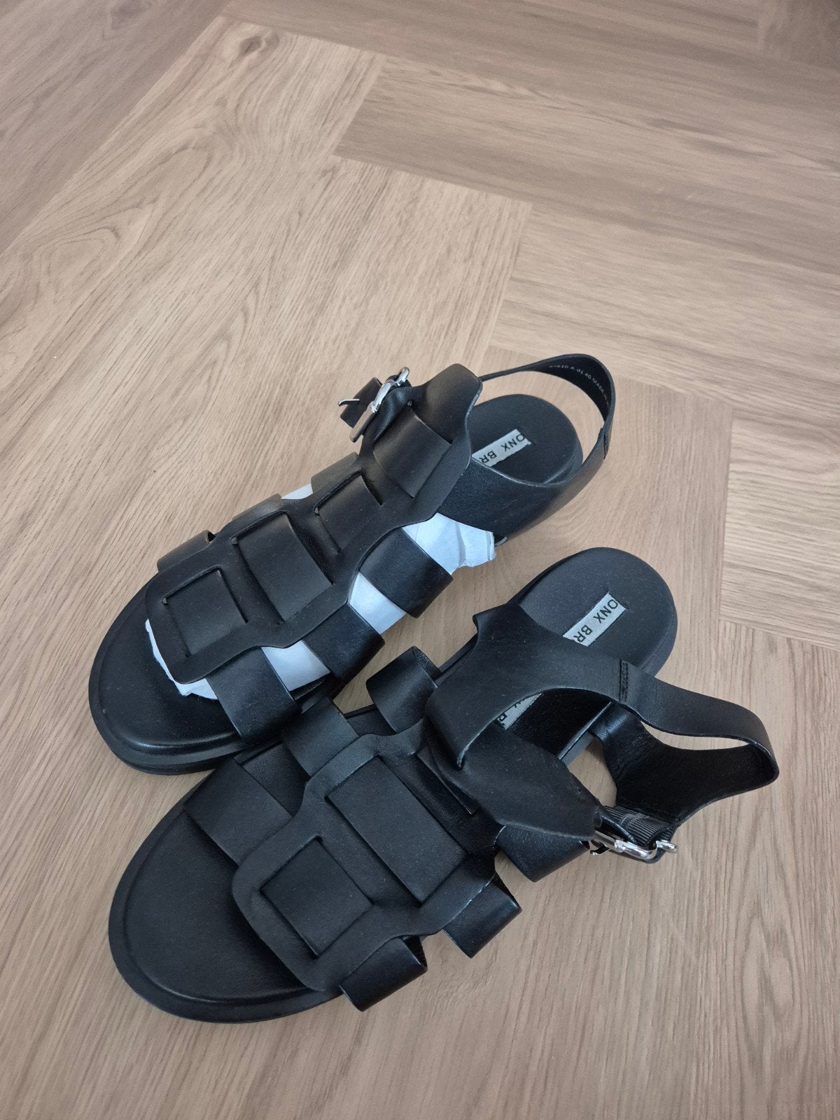 Lederen gladiator sandalen, Bronx, Zwart, Zo goed als nieuw, Sandalen of Muiltjes