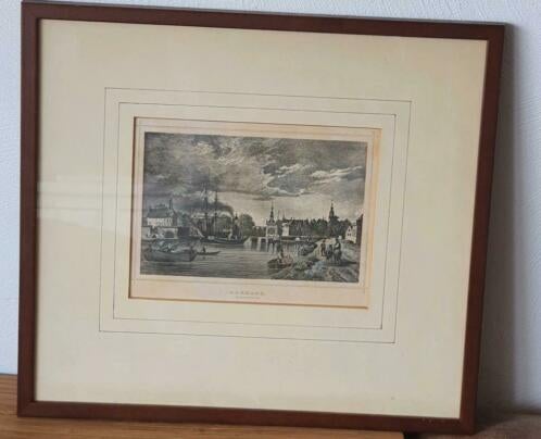 Orig. Gravure ingekleurd ALKMAAR KANAALZIJDE 1858. Oeder, Antiek en Kunst, Kunst | Etsen en Gravures, Ophalen