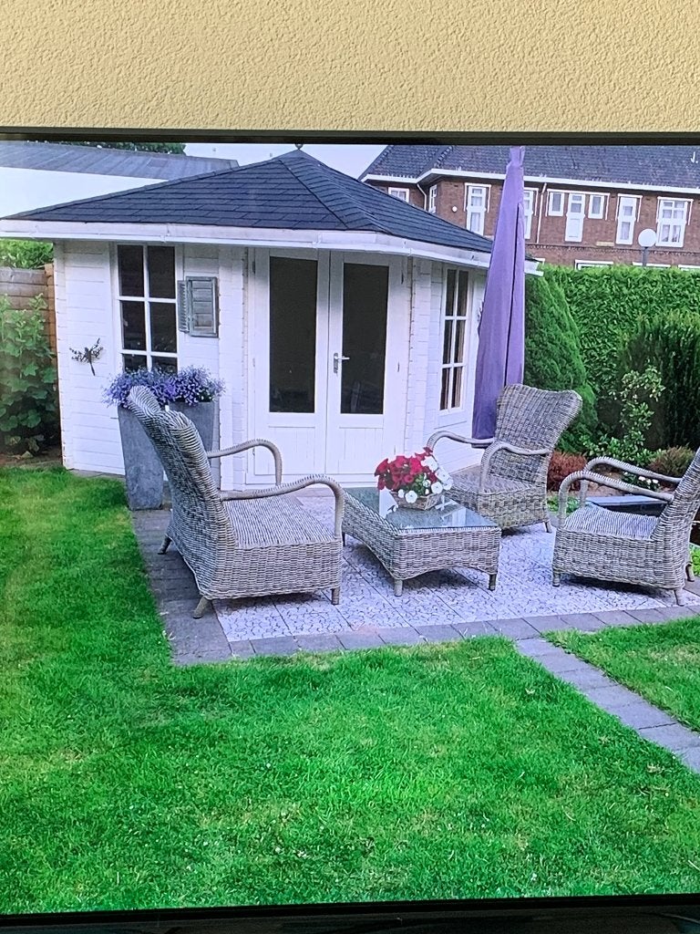 Tuinset naturel, Tuin en Terras, Tuinsets en Loungesets, Ophalen, 4 zitplaatsen, Gebruikt, Bank