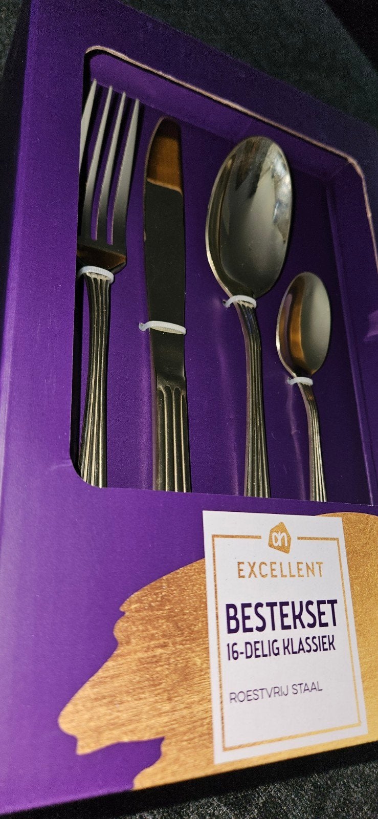 Albert Heijn Excellent Bestekset 16-delig Klassiek Goud, Ophalen of Verzenden, Nieuw, Rvs of Chroom, Bestekset