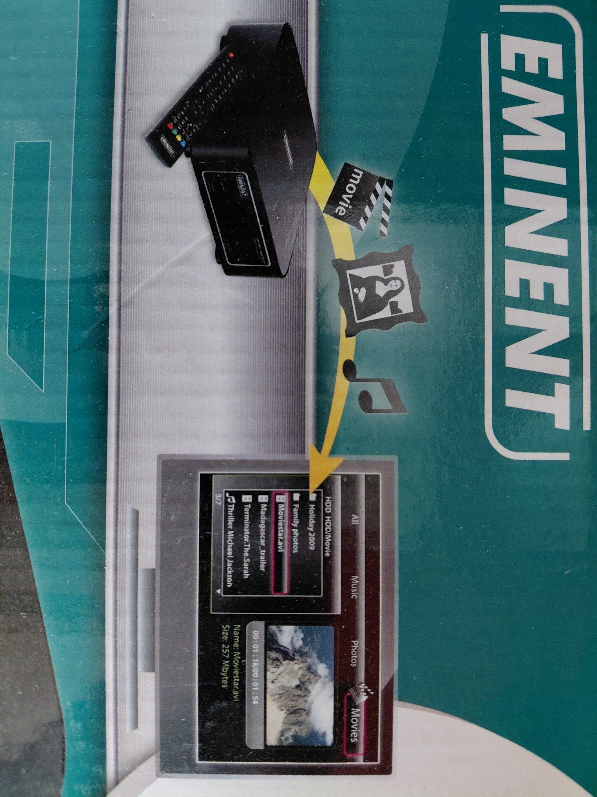 Eminent EM7080 HD Media Speler met 1TB HDD, Ophalen, Zo goed als nieuw, HDMI, 500 tot 1500 GB