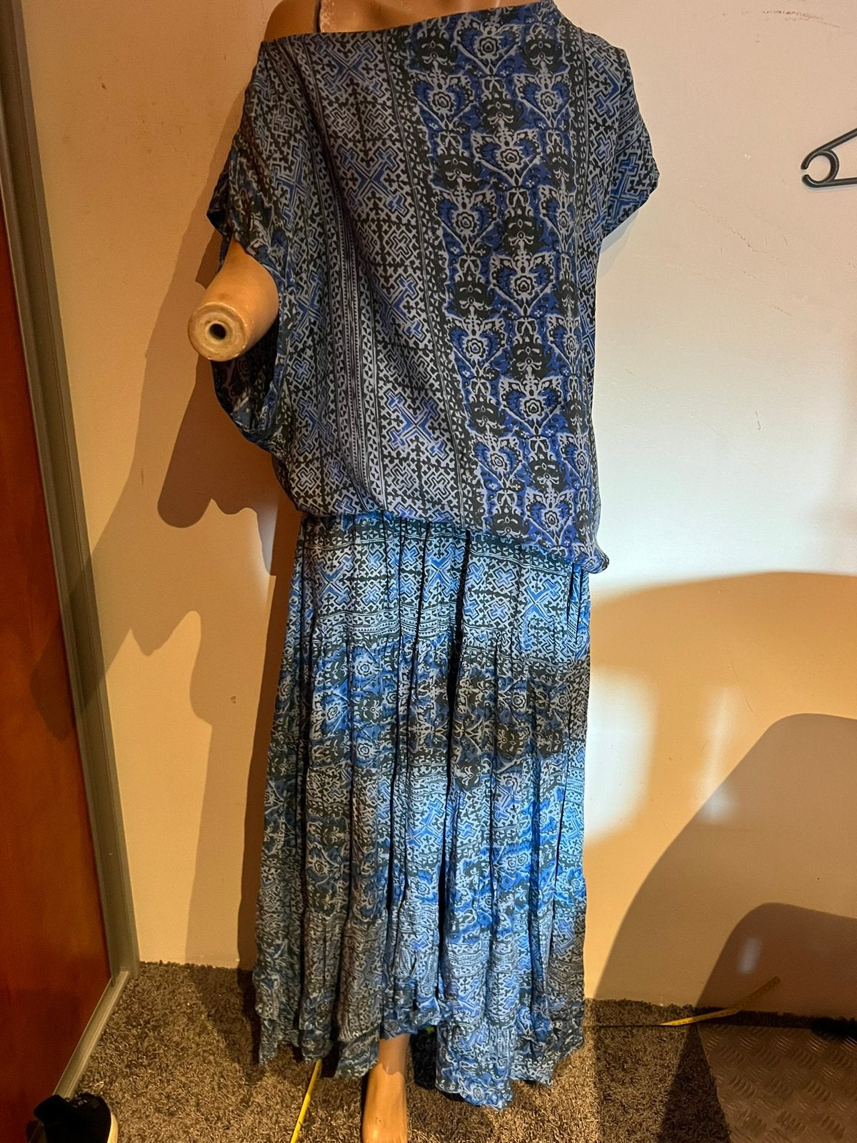 BOHEMIAN LUXE set ZIJDE  M borigineel ZGAN, Kleding | Dames, Jurken, Maat 38/40 (M), G, Blauw, BOHEMIAN LUXE