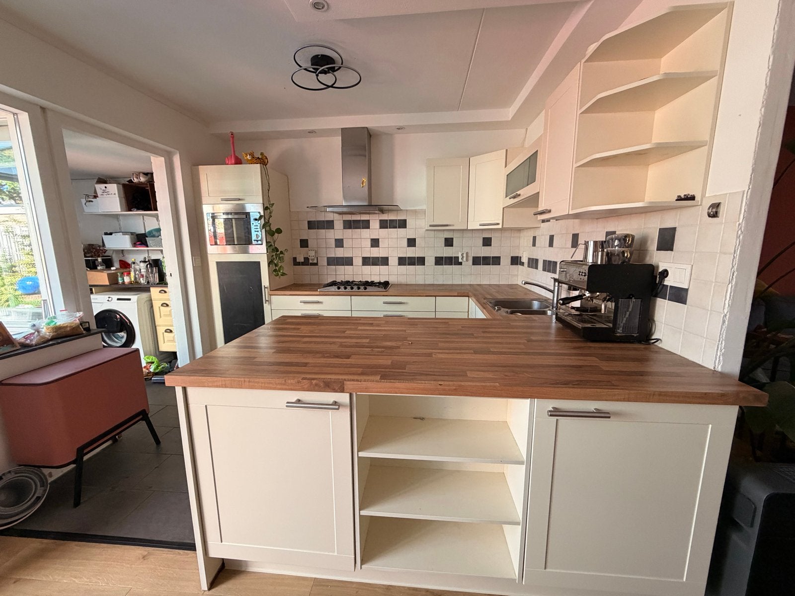 Complete Hoekkeuken met Inbouwapparatuur en Eiland, Huis en Inrichting, Ophalen, Gebruikt, Hoekkeuken, Hout