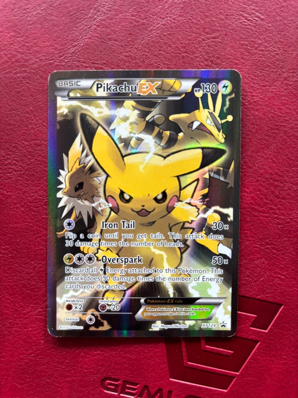 Pikachu EX XY124 Full Art Promo, Ophalen of Verzenden, Zo goed als nieuw