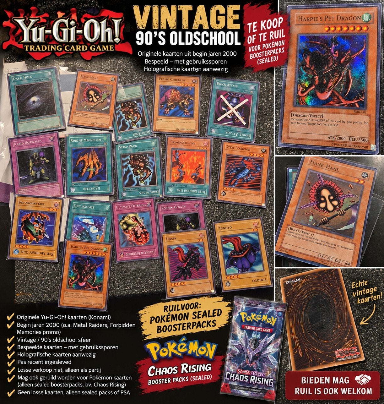 Vintage Yu-Gi-Oh! Kaarten Jaren '90 Holo - Ruil Pokémon, Ophalen