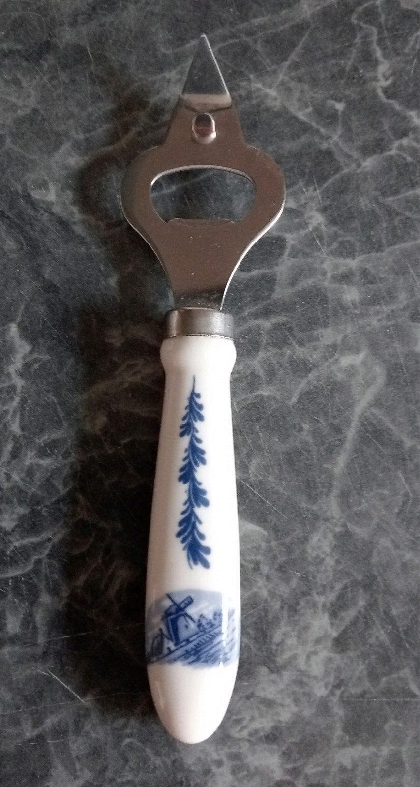 Flessenopener met Delfts Blauw handvat, Ophalen, Metaal, Wit, Overige merken