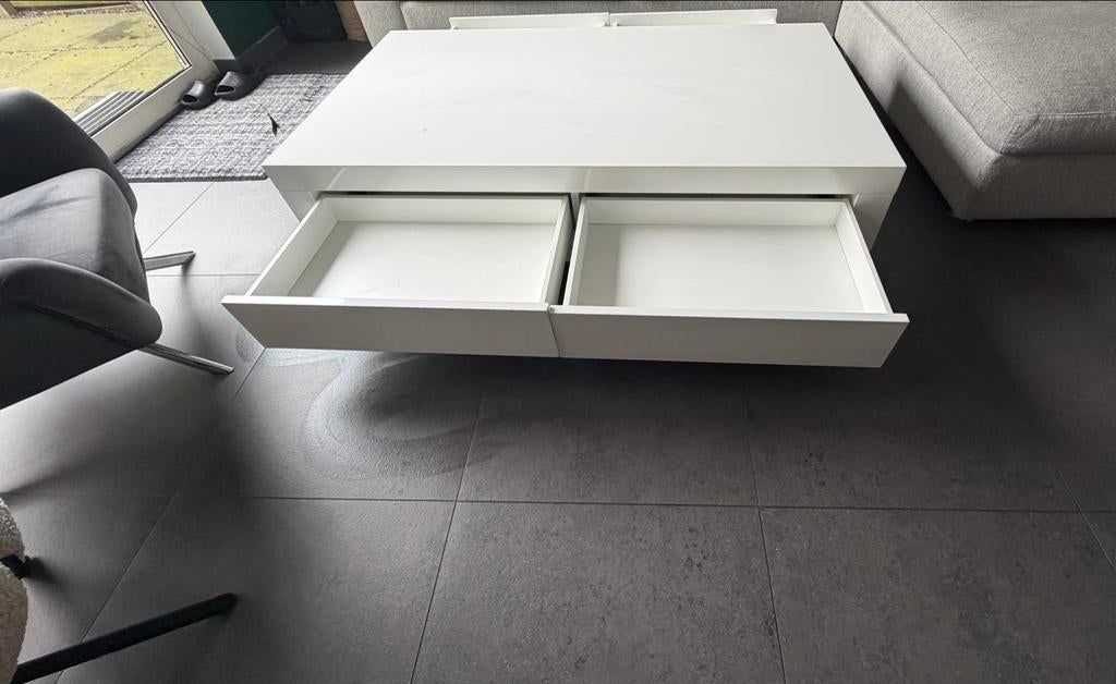 Salontafel Goossens Wonen met 4 lades en wielen, Overige materialen, Gebruikt, 50 tot 100 cm, 150 tot 200 cm