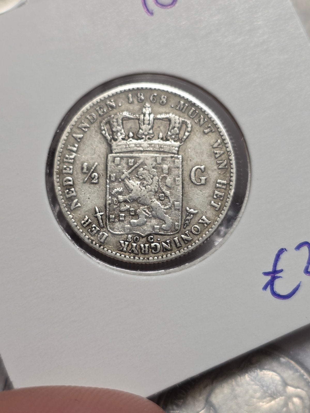 halve gulden 1868 Nederland, ½ gulden, Koning Willem III, Verzenden, Zilver