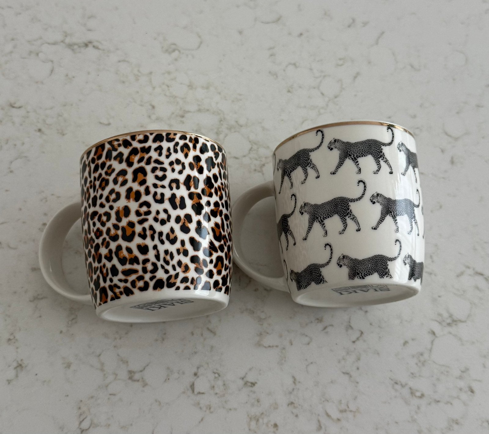 Tijgerprint mokken te koop per twee, Ophalen of Verzenden, Zo goed als nieuw, Overige materialen, Overige merken