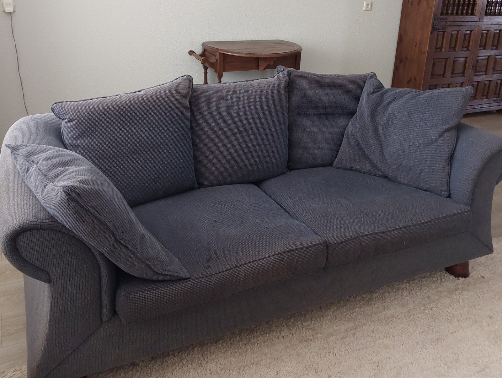 Blauwe bank met losse kussens - 200x95x75 cm, Ophalen, Driepersoons