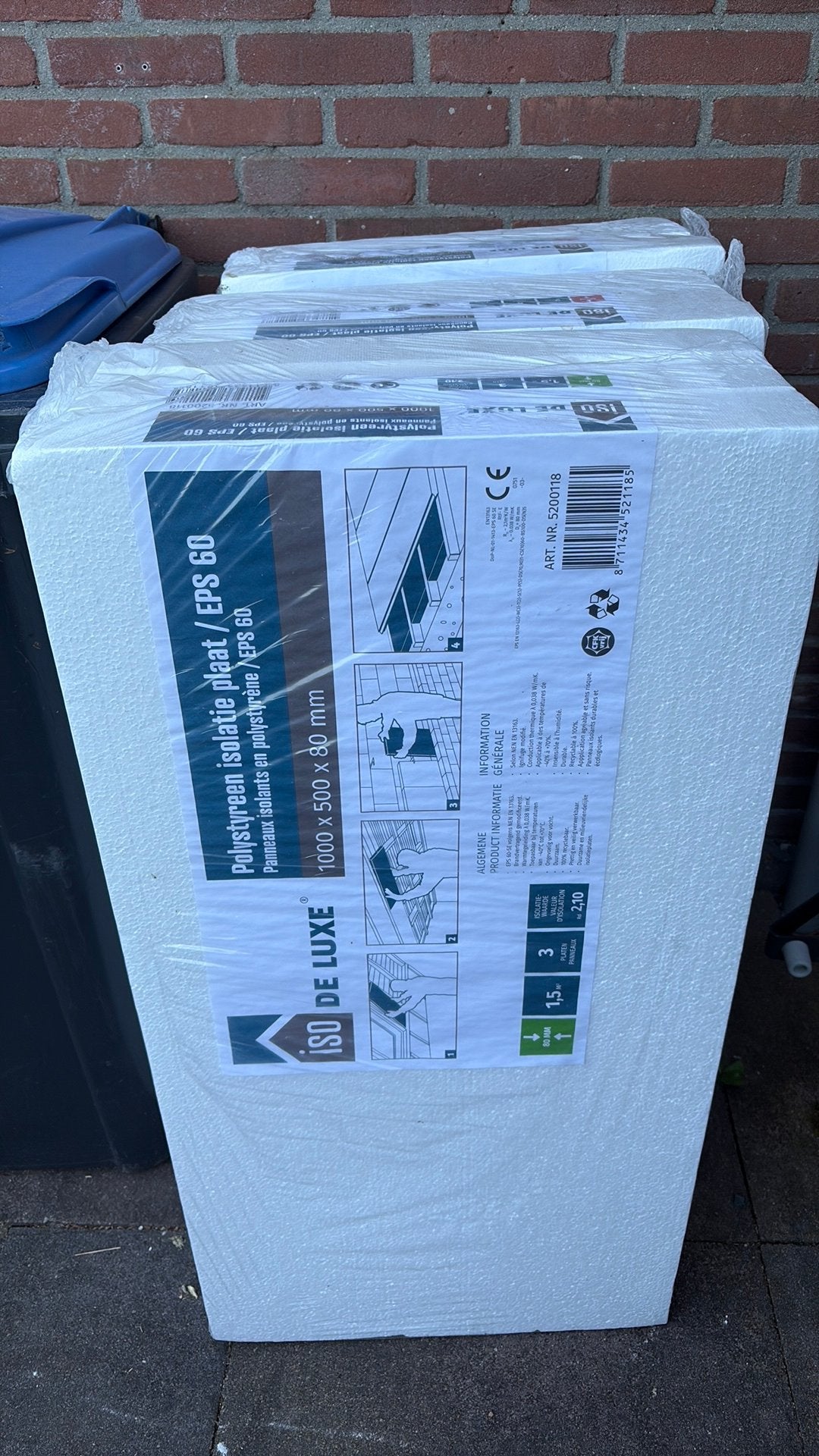 Polystyreen isolatie plaat / EPS 60, Ophalen, Zo goed als nieuw, 15 m² of meer, Piepschuim (Tempex)