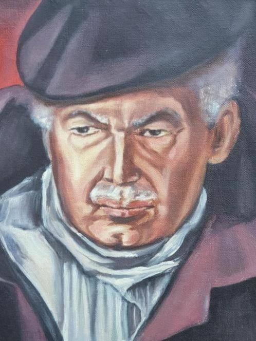 Goed Schilderij man pet indringend gezicht wie?, Antiek en Kunst, Ophalen