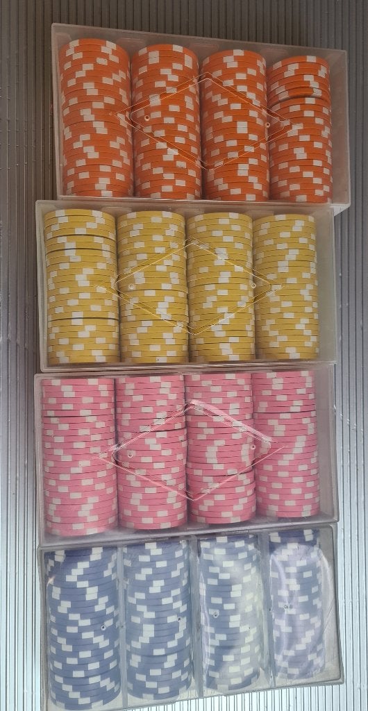 5.500 chips, Poker chips Mega Partij ! + Copag kaarten, Ophalen, Gebruikt
