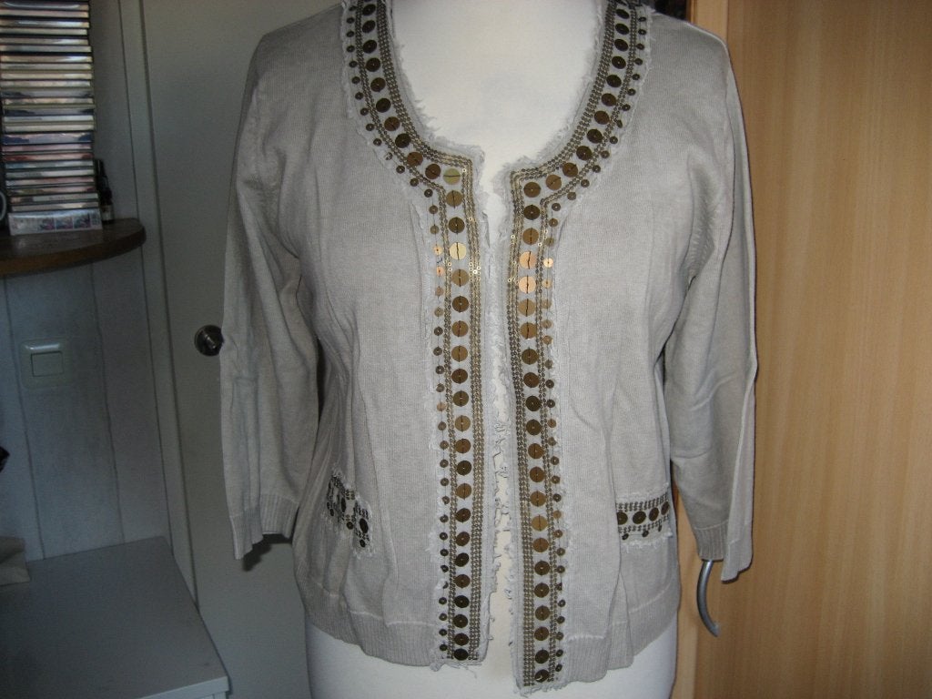 poools beige vestje maat L katoen met lovertjes, Beige, Maat 42/44 (L), Ophalen of Verzenden, Zo goed als nieuw