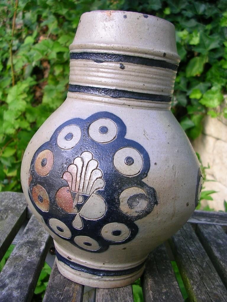 18e eeuwse steengoed beker kruikje bierpul Bouffioulx (B.), Ophalen of Verzenden