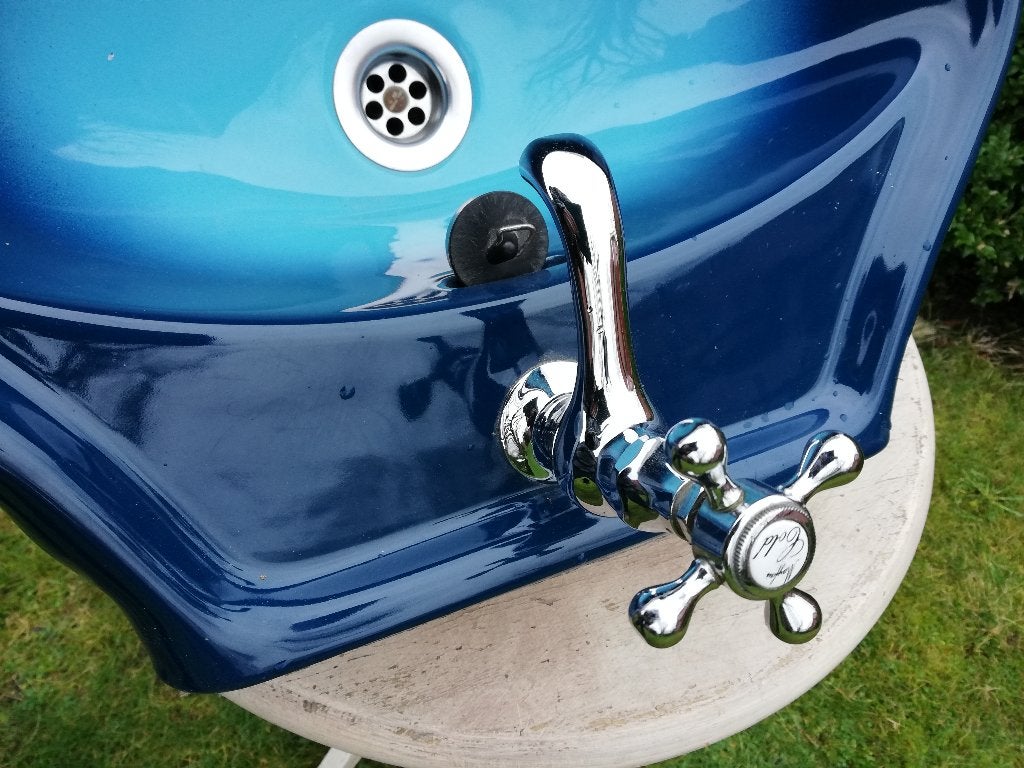 Prachtig kobalt blauw/hemelsblauw fonteintje incl. kraan, Antiek en Kunst, Ophalen