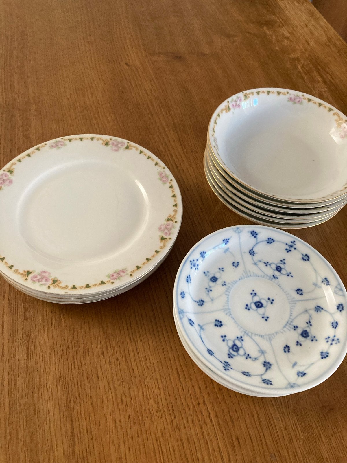 13 vintage bakjes en schaaltjes, diverse patronen, Ophalen of Verzenden