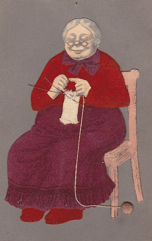 OMA MET GEBREIDE KLEDING, Verzamelen, Ophalen of Verzenden, Voor 1920, Zuid-Holland