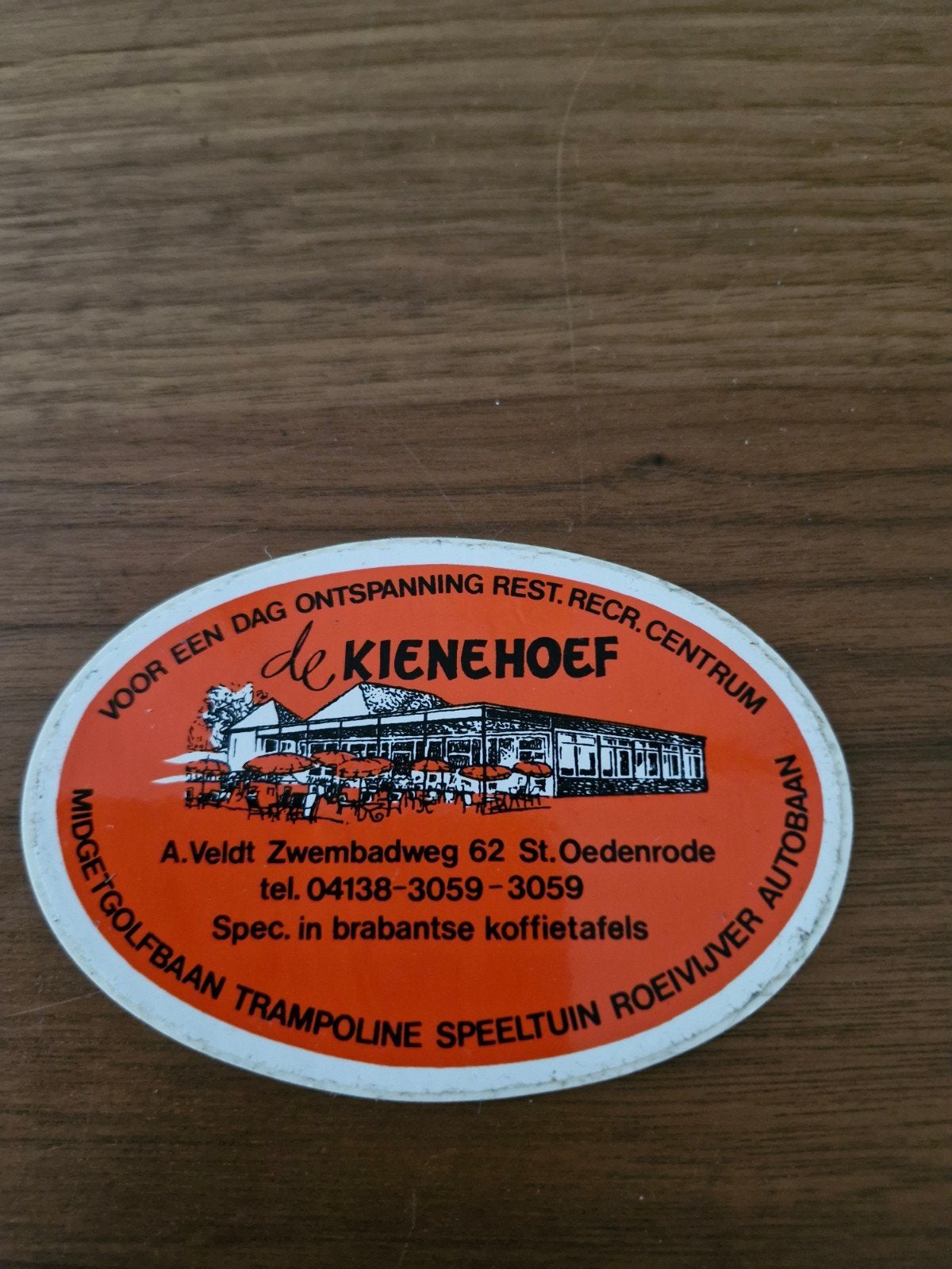 10638 Vintage sticker De Kienehoef St. Oedenrode, Ophalen of Verzenden, Gebruikt, Bedrijf of Vereniging