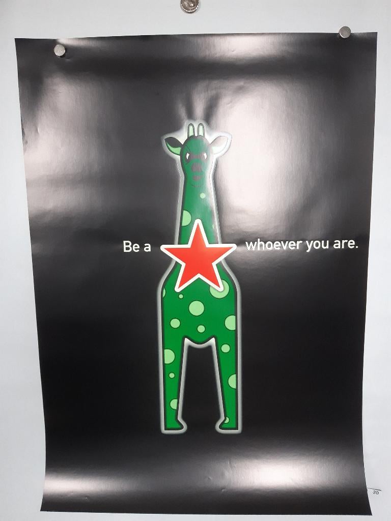 Originele poster Heineken Bier Be A STAR Giraffe, Verzamelen, Rechthoekig Staand, Verzenden, Zo goed als nieuw, A1 t/m A3