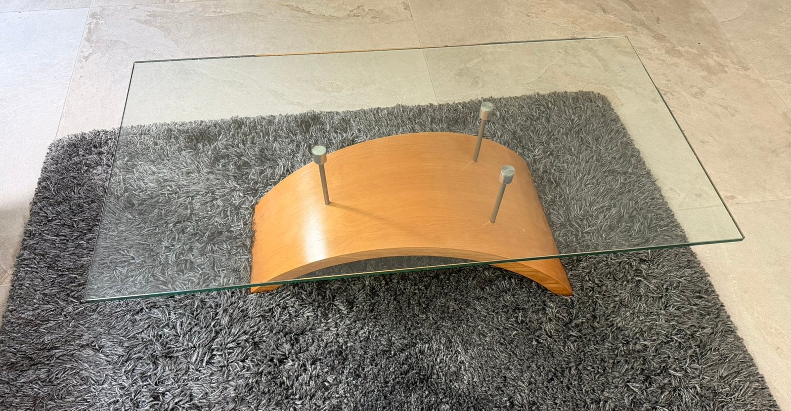 Strakke design salontafel, Huis en Inrichting, Tafels | Salontafels, Ophalen, Glas, 100 tot 150 cm, 50 tot 100 cm