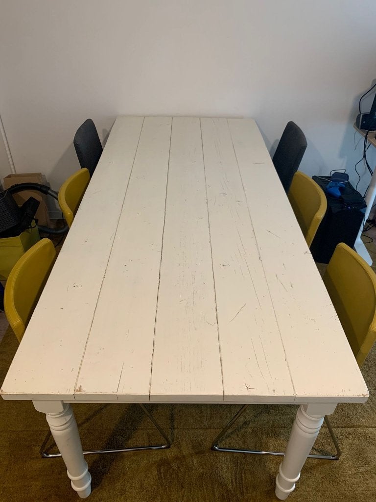 White dining table - 200x90x80 cm, Huis en Inrichting, Tafels | Eettafels, Gebruikt, 50 tot 100 cm, 200 cm of meer, Vijf personen of meer