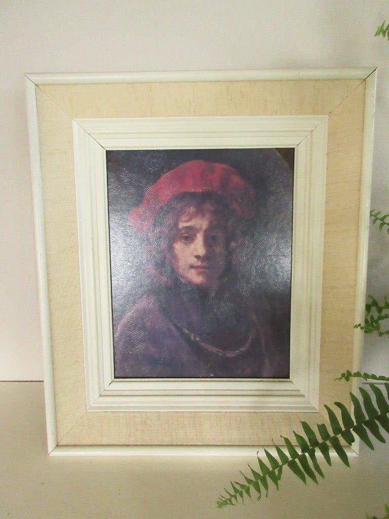 oude vintage lijst met afbeelding van Titus / zoon Rembrand, Huis en Inrichting, Kunststof, Gebruikt, Schilderijlijst, Ophalen of Verzenden
