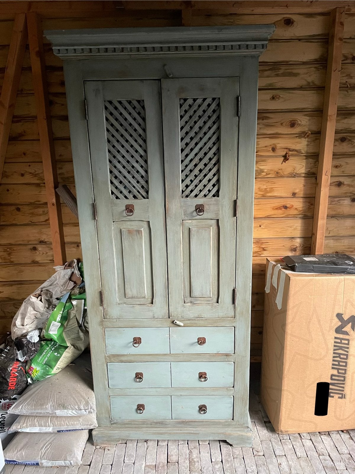 ANTIEKE BROCANTE KAST (182x83x40 CM), Ophalen
