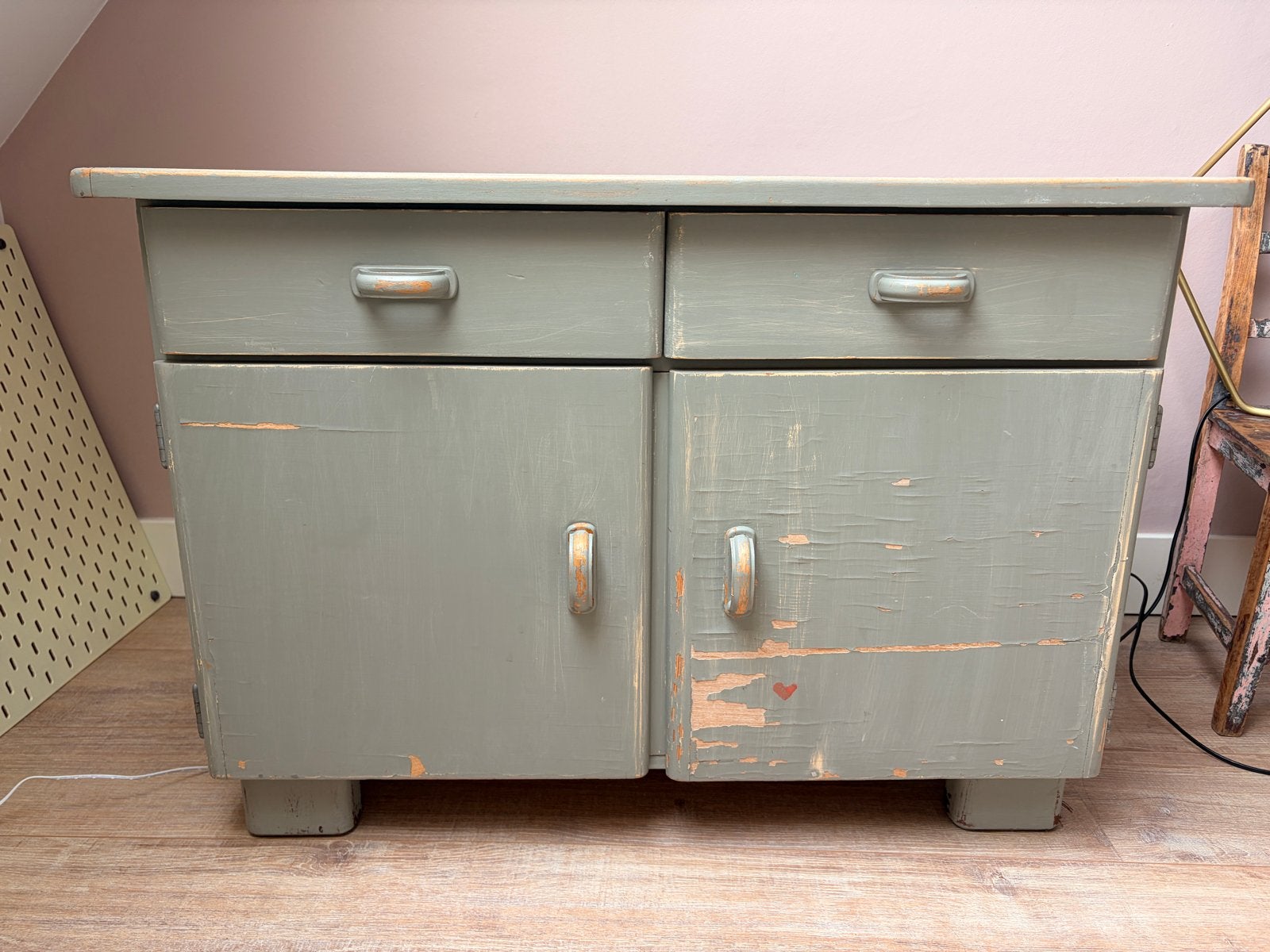 Brocante kastje met lades en deurtjes - 87x37 cm, Ophalen